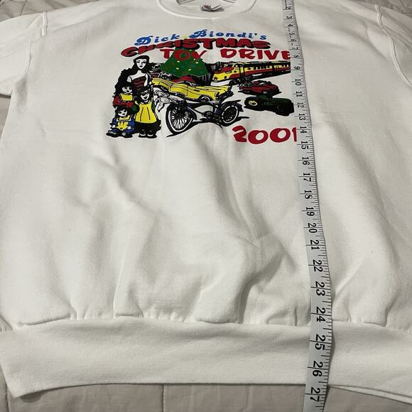 Vintage Crewneck Sweatshirt Size Large White Toy Drive 2001 Dick Biondi Hanes - Picture 4 of 7